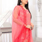 Palazzo Salwar Suit Faux Georgette Peach Embroidered Salwar Kameez