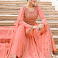 Salwar Suit Georgette Peach Embroidered Salwar Kameez