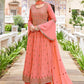 Salwar Suit Georgette Peach Embroidered Salwar Kameez