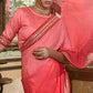 Contemporary Chinon Pink Red Embroidered Saree