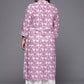 Party Wear Kurti Cotton Pink White Print Kurtis