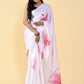 Casual Satin Silk Pink White Digital Print Saree