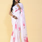 Casual Satin Silk Pink White Digital Print Saree