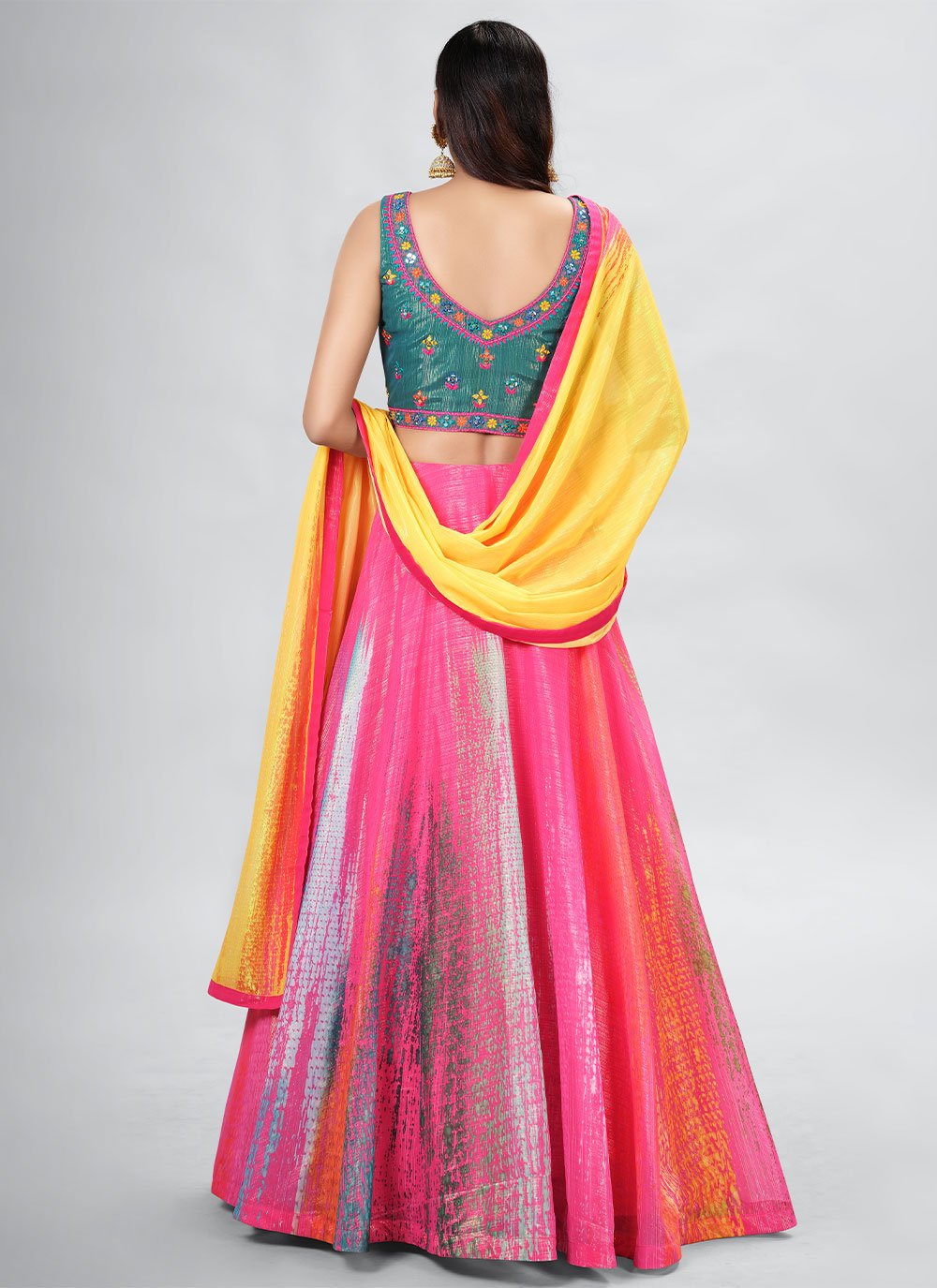 Lehenga Choli Art Silk Pink Digital Print Lehenga Choli