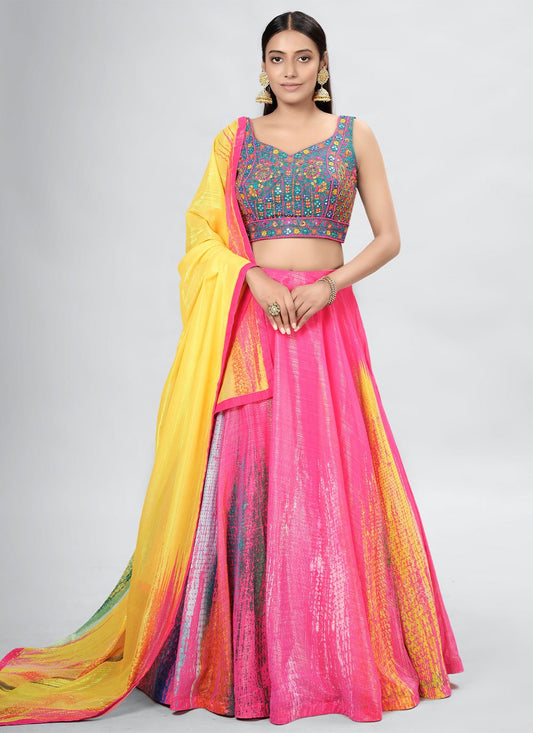 Lehenga Choli Art Silk Pink Digital Print Lehenga Choli