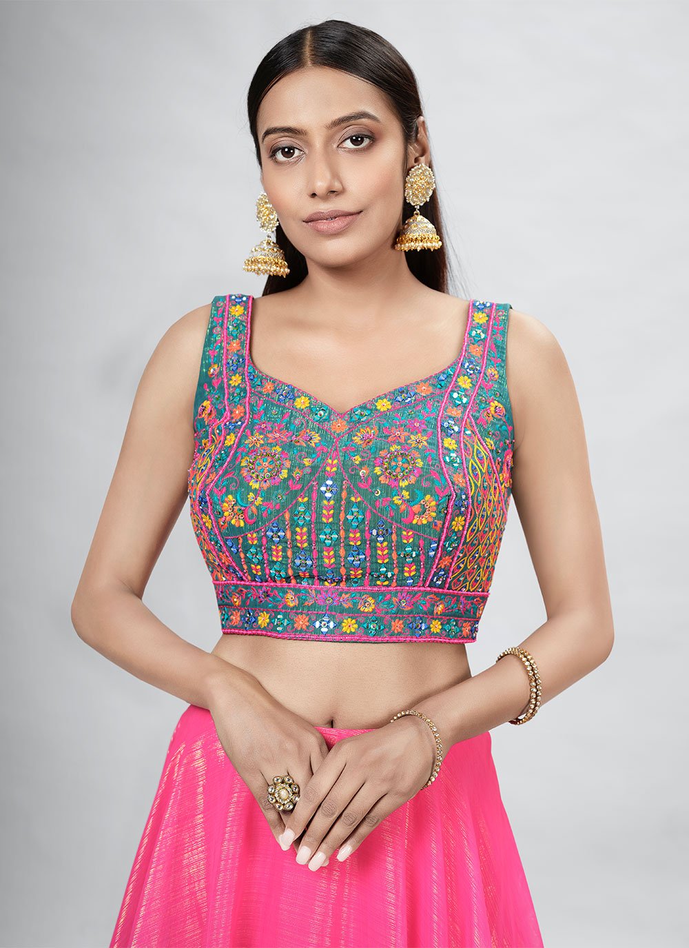 Lehenga Choli Art Silk Pink Digital Print Lehenga Choli