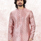 Kurta Pyjama Banarasi Jacquard Pink Fancy Work Mens