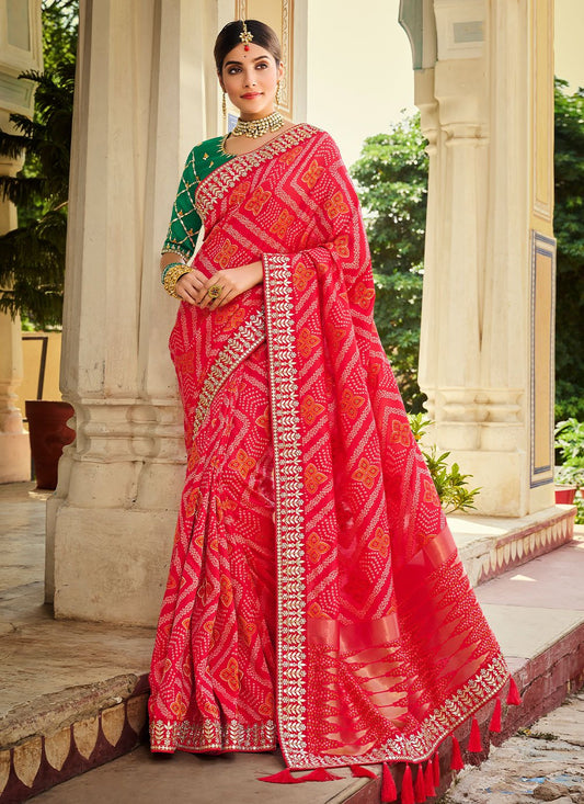 Classic Banarasi Silk Pink Weaving Saree