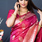 Classic Banarasi Silk Pink Weaving Saree