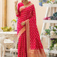 Contemporary Banarasi Silk Pink Woven Saree