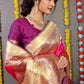 Contemporary Banarasi Silk Pink Weaving Saree