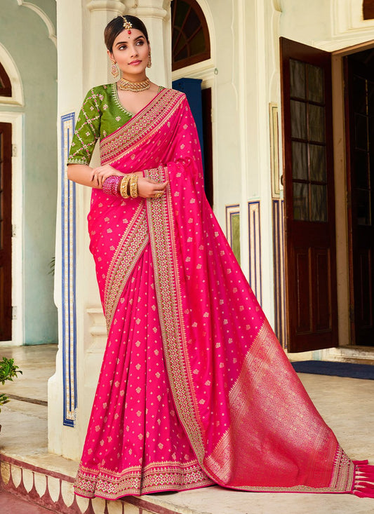 Trendy Saree Banarasi Silk Pink Weaving Saree