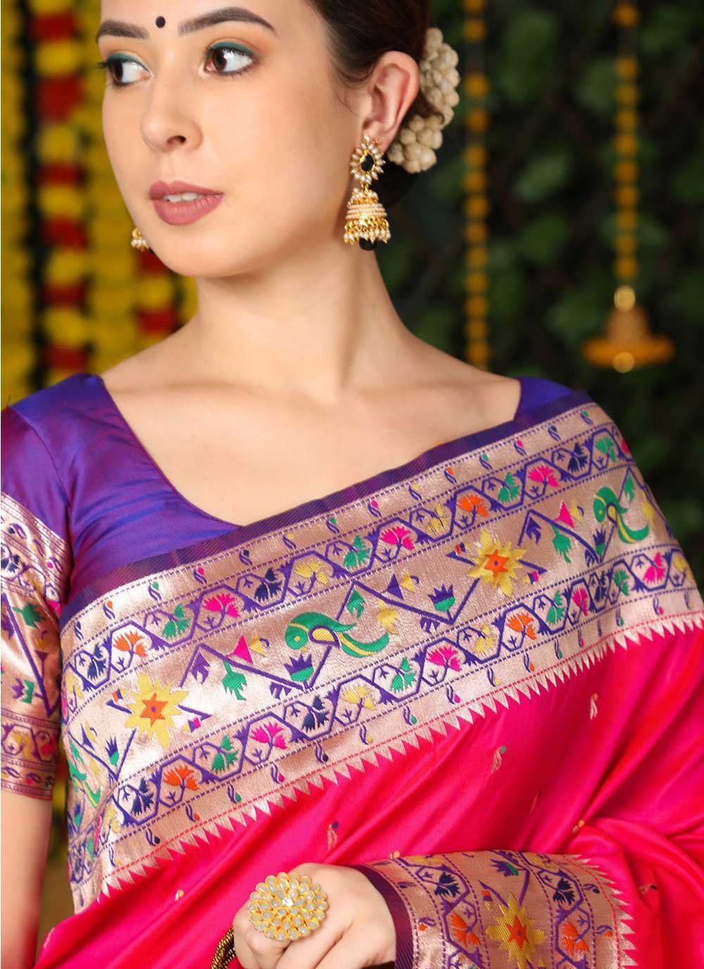 Classic Banarasi Silk Pink Woven Saree