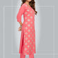 Pant Style Suit Blended Cotton Pink Print Salwar Kameez