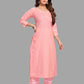 Pant Style Suit Blended Cotton Pink Block Print Salwar Kameez