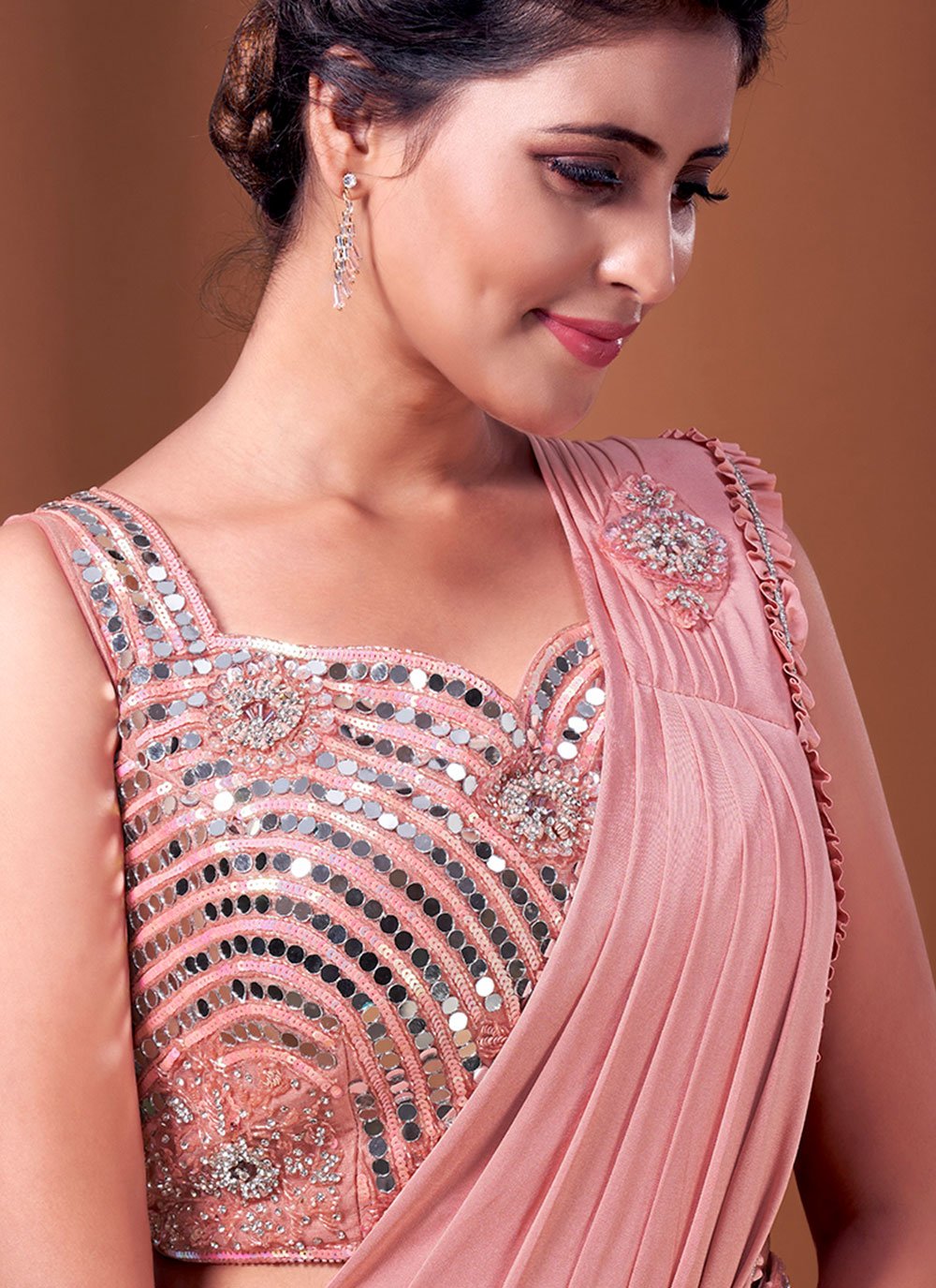 Classic Imported Pink Patch Border Saree