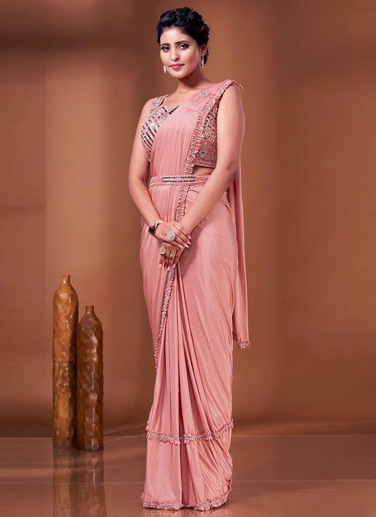 Classic Imported Pink Patch Border Saree