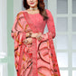 Contemporary Faux Georgette Pink Patch Border Saree