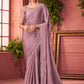 Designer Georgette Satin Pink Lace Saree