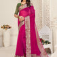 Classic Organza Pink Patch Border Saree