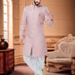Indo Western Sherwani Fancy Fabric Pink Buttons Mens