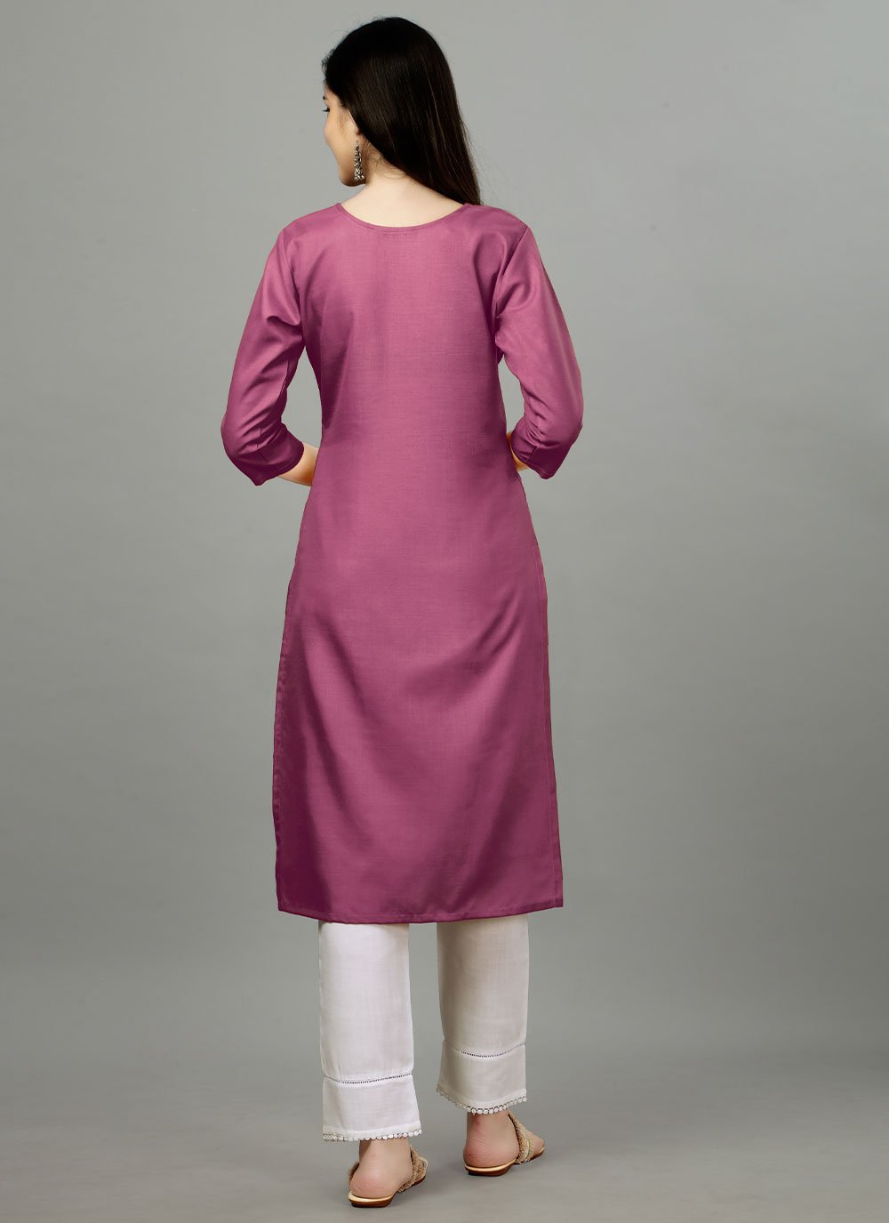 Casual Kurti Cotton Pink Embroidered Kurtis