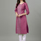 Casual Kurti Cotton Pink Embroidered Kurtis