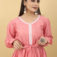 Party Wear Kurti Faux Crepe Pink Buttons Kurtis