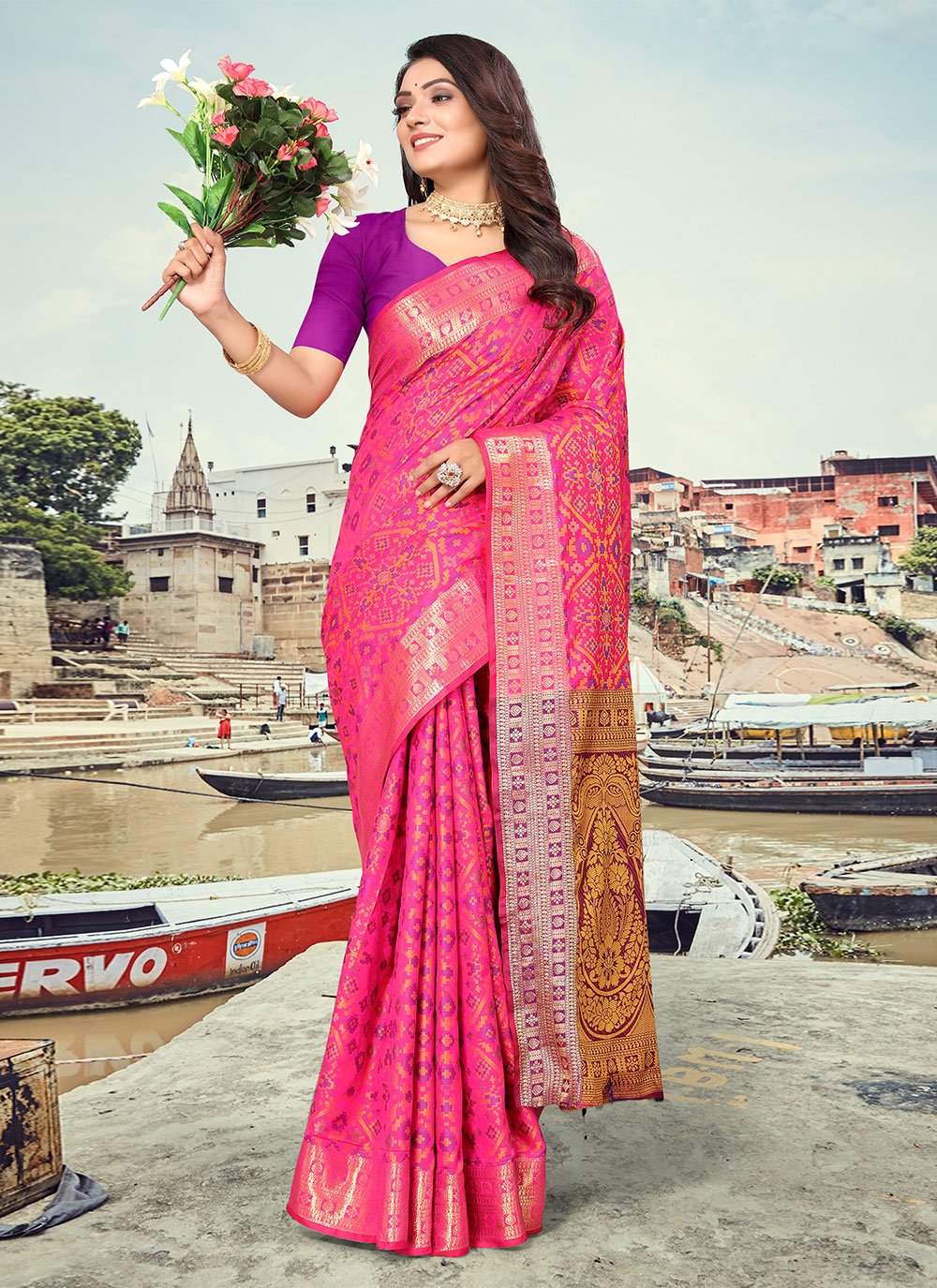 Trendy Saree Patola Silk Pink Weaving Saree