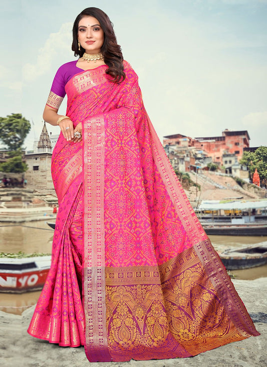 Trendy Saree Patola Silk Pink Weaving Saree