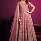 Anarkali Suit Net Pink Embroidered Salwar Kameez