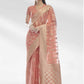 Contemporary Organza Pink Woven Saree