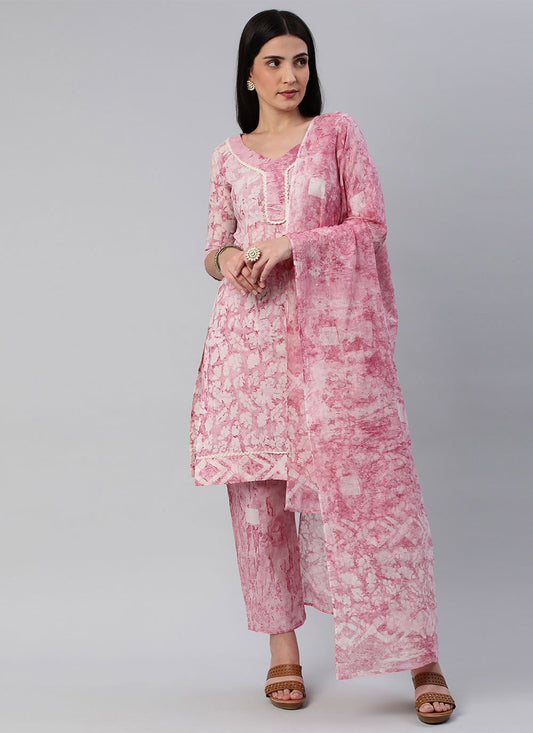 Salwar Suit Cotton Pink Block Print Salwar Kameez