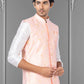 Nehru Jackets Linen Silk Pink Embroidered Mens