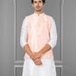 Nehru Jackets Linen Silk Pink Embroidered Mens