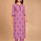 Pant Style Suit Blended Cotton Pink Foil Print Salwar Kameez