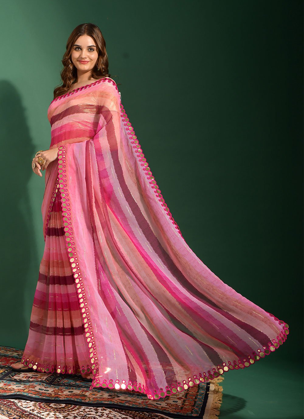 Trendy Saree Chiffon Pink Embroidered Saree