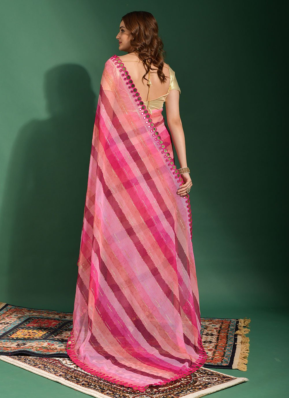 Trendy Saree Chiffon Pink Embroidered Saree