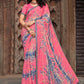 Contemporary Chiffon Pink Fancy Work Saree