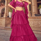 Lehenga Choli Chinon Pink Plain Lehenga Choli