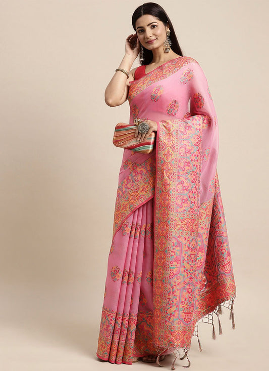 Classic Cotton Pink Woven Saree