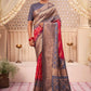 Contemporary Raw Silk Pink Woven Saree