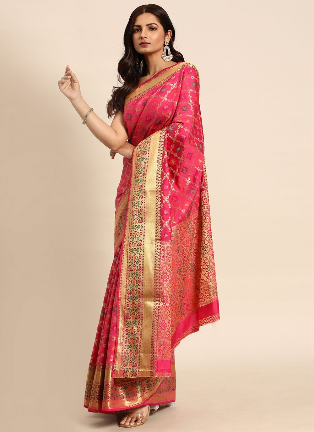 Contemporary Silk Pink Woven Saree