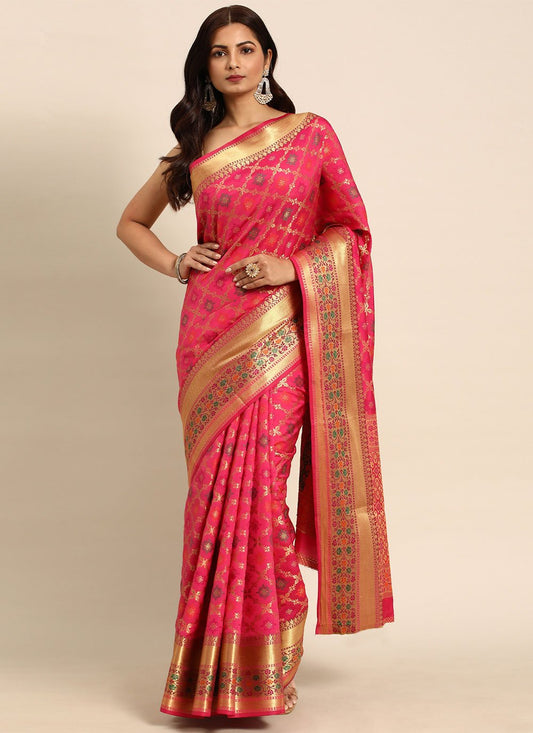 Contemporary Silk Pink Woven Saree