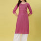 Designer Kurti Rayon Pink Embroidered Kurtis