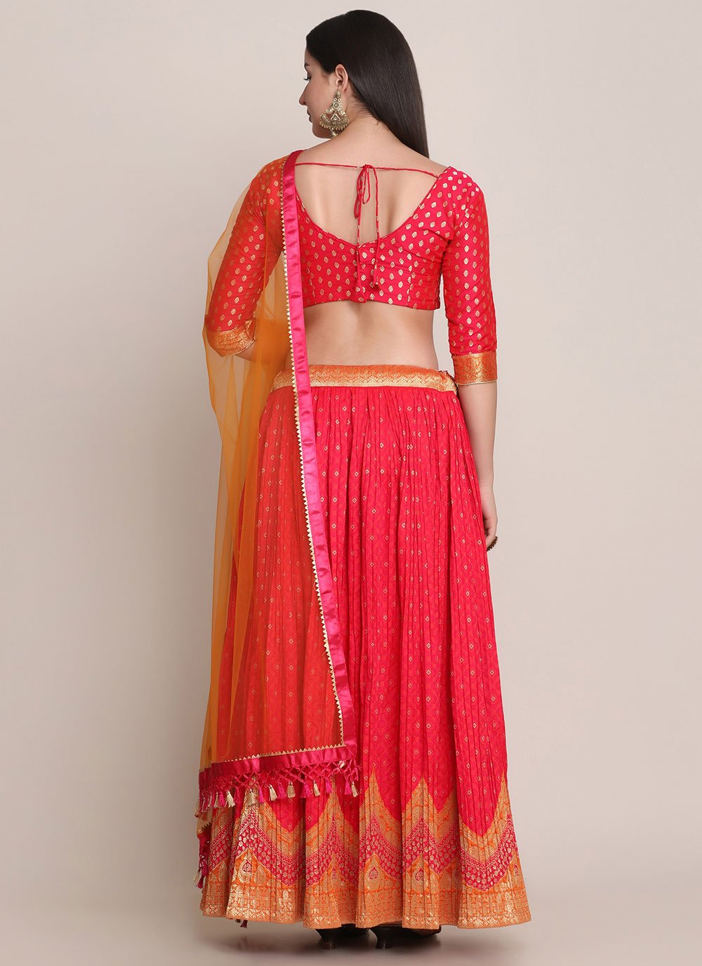 Lehenga Choli Silk Pink Woven Lehenga Choli