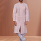 Kurta Pyjama Georgette Pink Embroidered Mens