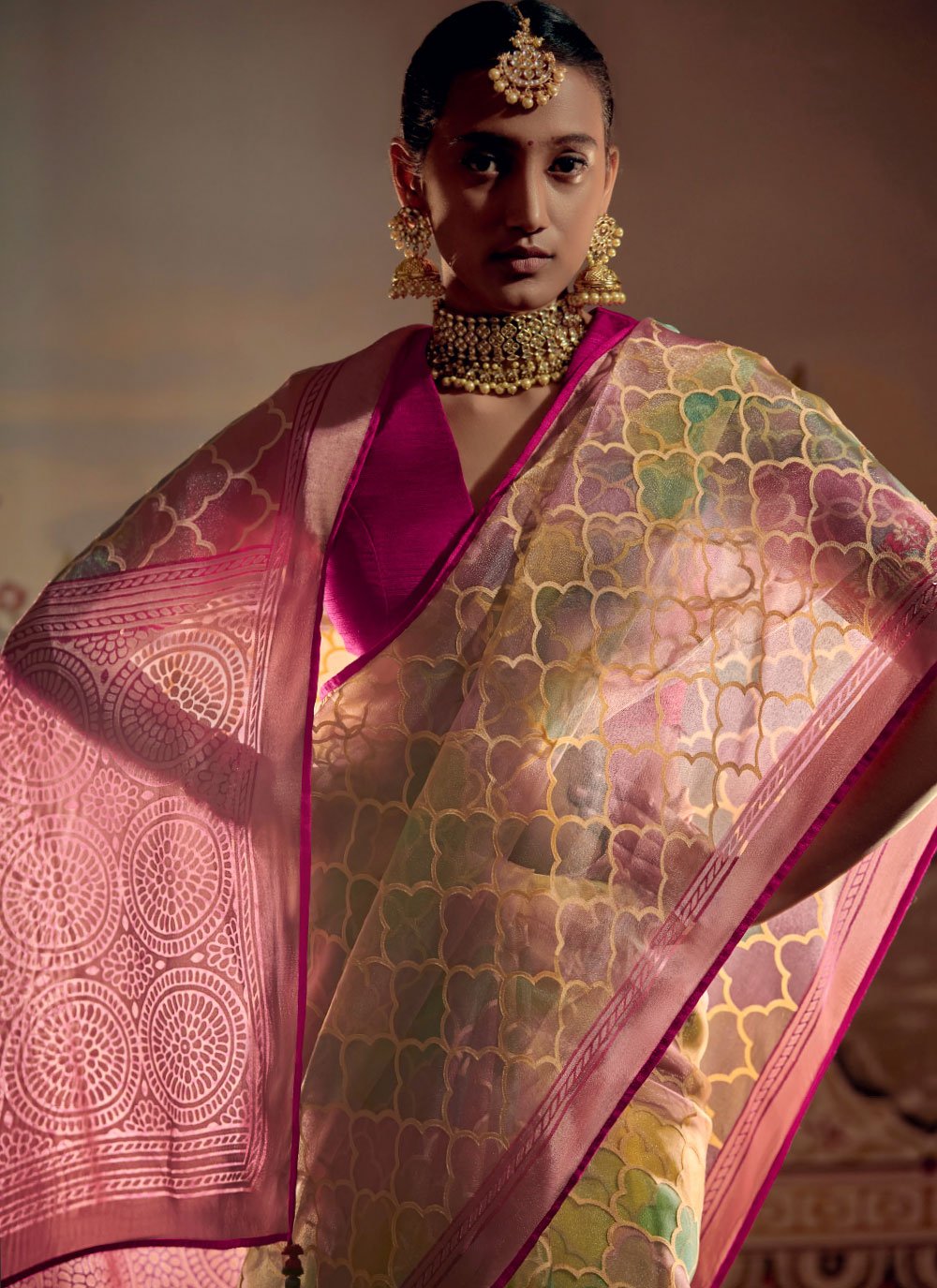 Trendy Saree Brasso Pink Fancy Work Saree