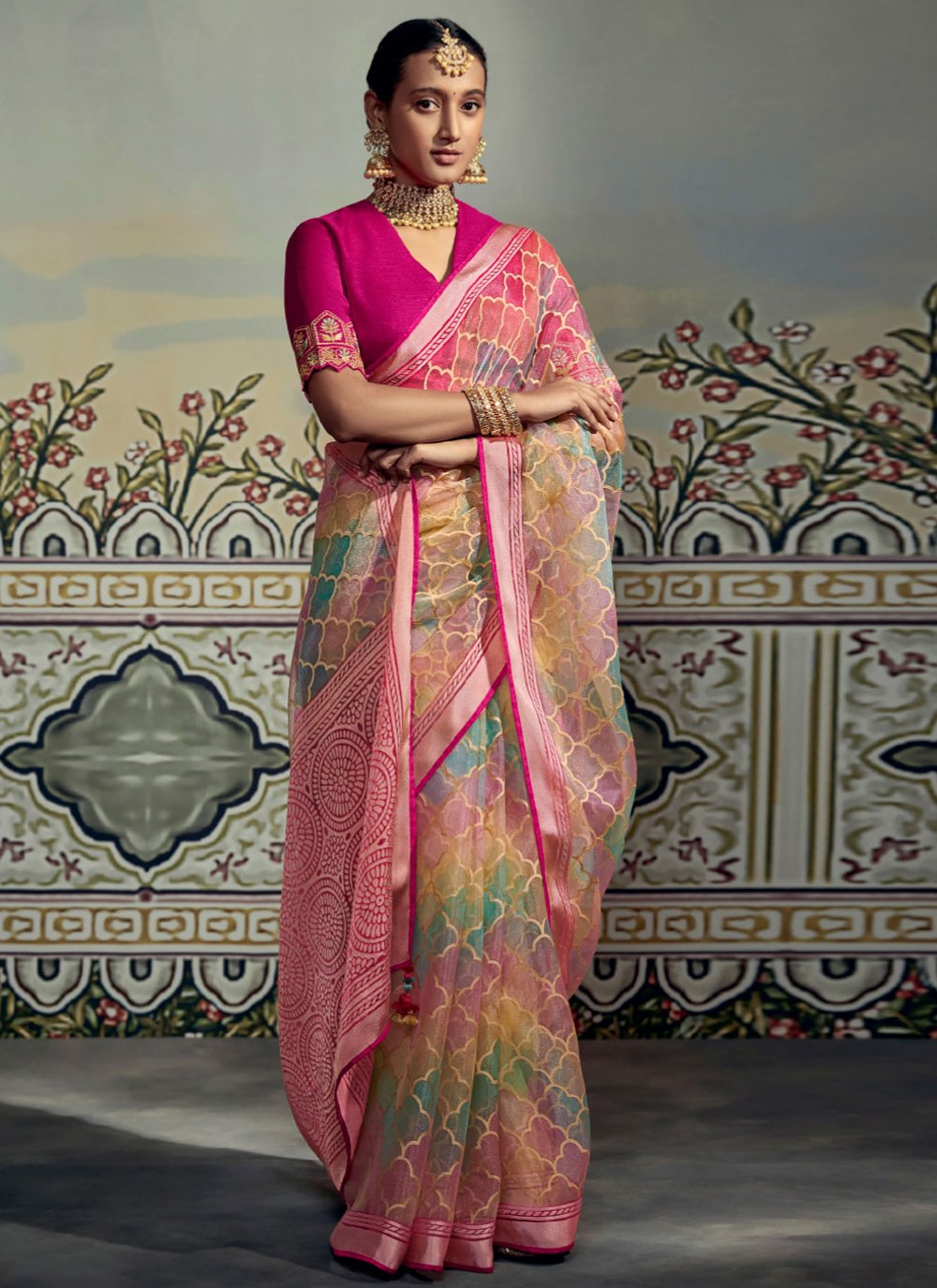 Trendy Saree Brasso Pink Fancy Work Saree