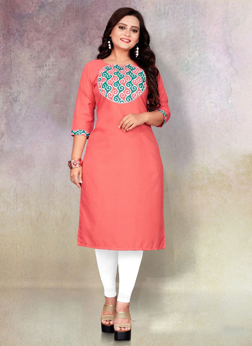 Designer Kurti Cotton Pink Print Kurtis